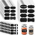 Segarty Labels for Spice Jars, 192 Pcs Assorted Shape Blank Label Stickers with 1 Chalk Marker for Food Container, Waterproof Chalkboard Stickers for Glass Mason, Bottle, Canisters, Storage Bin