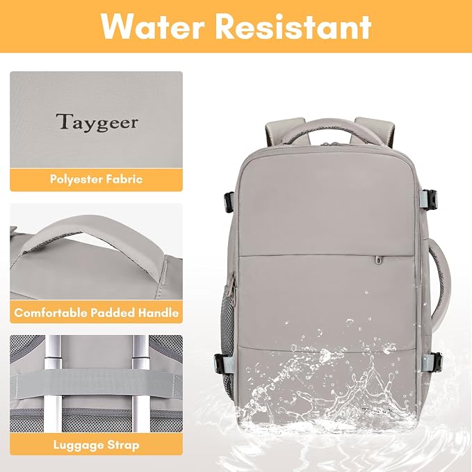 Taygeer Laptop Backpack Purse for Women, Backpack for College Essentials | Travel Bag Airline Approved with 15.6inch Laptop Compartment, CarryOn Work Bag for Nursing Doctor Business Travel, Brown