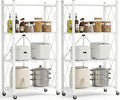 ALANNG 4 Tier Folding Storage Shelf on Wheels,Heavy Duty Metal Rolling Cart | 264 lbs Capacity, No Tools Assembly, Folds to 3.9", Lockable Casters, Portable for Kitchen Laundry Garage