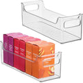 iDesign Stackable Plastic Pantry Bin with Handles, Set of 2, Clear | For Cabinets or Fridge, Made in USA