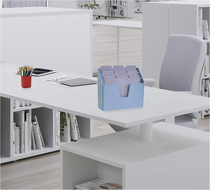 Acrimet Horizontal Triple File Folder Holder Organizer, Open Top Desktop Document Sorter for Letter Size Papers & Folders, Plastic (Solid Blue) | 3 compartments to separate and organize documents, folders and papers