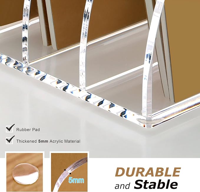 SANRUI Acrylic Magazine File Holder, 6 Vertical Compartments Desk Document Sorter Organizer, Clear Folder Rack Binder Bookstore Workspace Sorters for Office Accessories Organization Storage