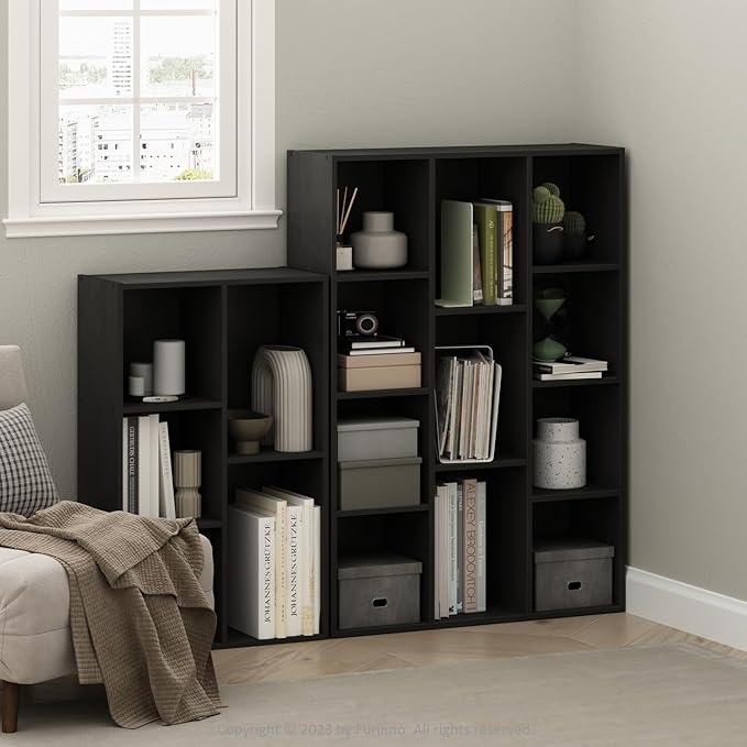 HomeStock Modern Minimalism Cubic Storage Cabinet, Bookcase, Bookshelf Black Wood/11 Cube