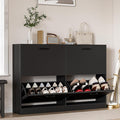 Shoe Cabinet with 4 Flip Drawers, Narrow Freestanding Shoe Organizer, Hidden Slim Freestanding Shoe Storage Cabinet for Entryway,Hallway, Living Room, Black