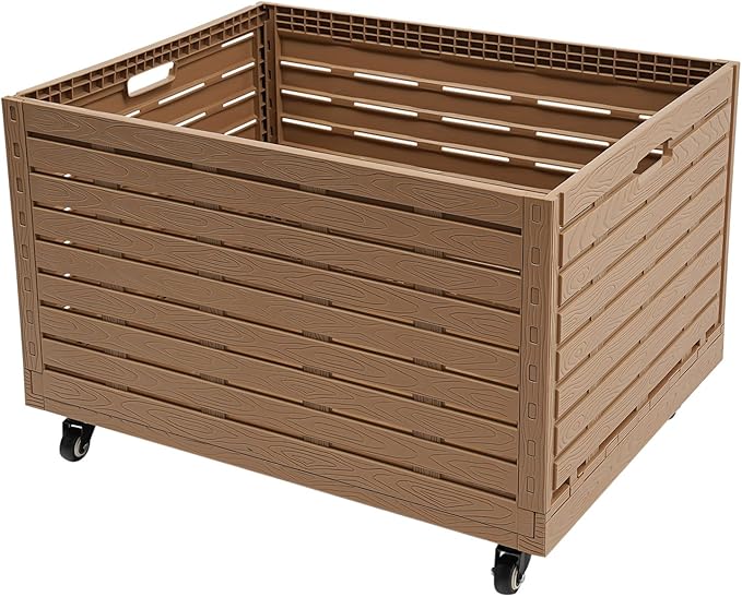 Collapsible Rolling Crate on Wheels,Heavy Duty Foldable Storage Bin,440lbs Capacity Plastic Furniture Moving Dolly Cart for Travel Shopping (1PCS)
