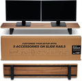 ULTRARM Moodular Wooden Monitor Stand Desk Organizer, Large 45.6" Walnut | Customizable Organized Workspace, Aluminum Slide Rails, 10 Add-Ons Sold Separately: Storage Drawer, Tablet, Phone & More