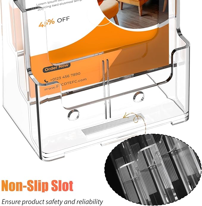 FUCDTEFC Acrylic Brochure Holder 8.5x11, Clear 3 Tier Magazine Holder Brochure Display Stand with Removable Divider for 4 x9 Inch Literature Pamphlet Flyer Holder for Wall Mount or Countertop
