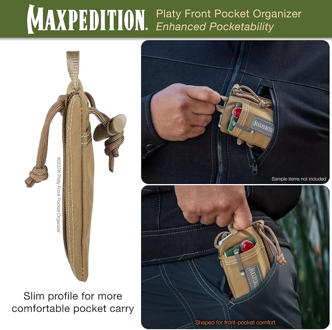MAXPEDITION Platy Pocket Organizer, Durable EDC Tool Pouch for Men, Neck Wallet with Paracord Lanyard, Holds Flashlight, Multitool, Pen, Notebook