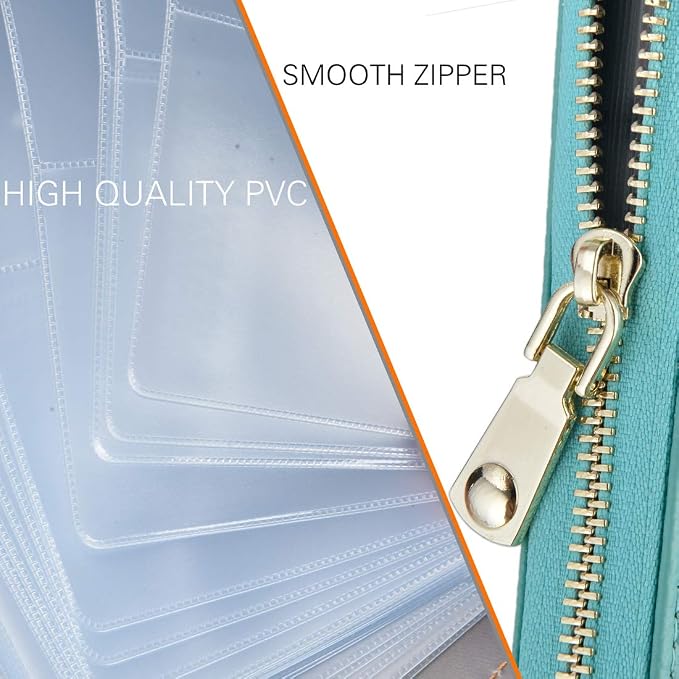 Easyoulife Credit Card Holder Wallet Womens Zipper Leather Case Purse RFID Blocking