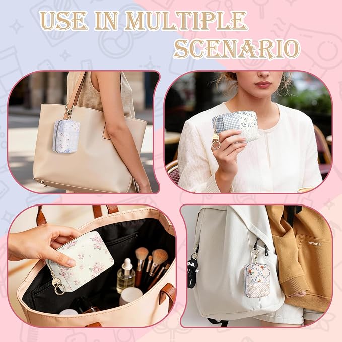 Quilted Mini Makeup Bag, Cute Small Cosmetic Bag for Purse, Y-Rose | Floral Travel Makeup Pouch, Make Up Pouch for Women, Purse Organizer Pouches for Travel/ Gym/ Daily Use, Perfect Gifts
