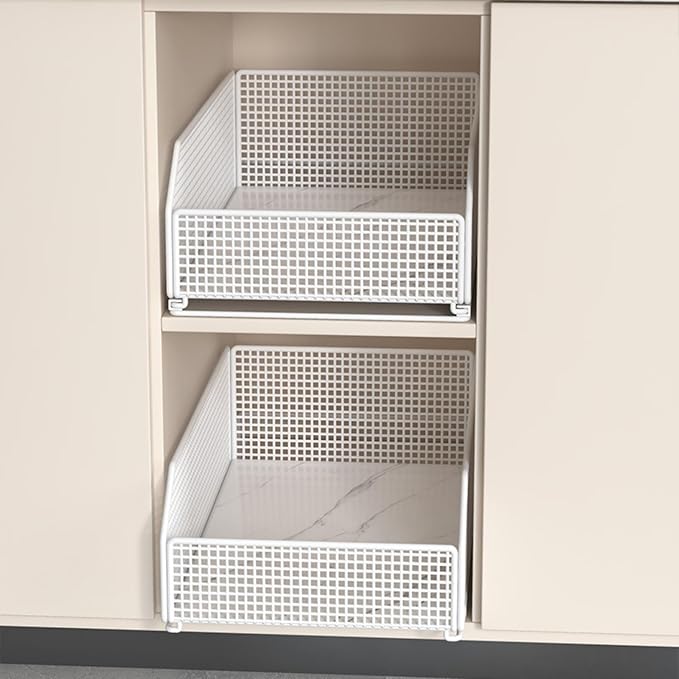 Pull-Out Cabinet Organizer, Heavy Duty Slide out Pantry Shelves Drawer Storage, Self-Adhesive Slide-Out Pantry Shelves, Under Sink Storage Basket, Carbon Steel, 15.3" W x 11.8" D x 5.5" H
