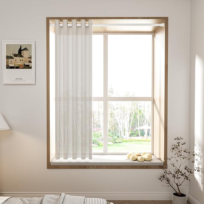 White Tension Curtain Rod for Windows 28 to 48 Inch,7/8"Small Shower Curtain Rod for Bathroom,Pressure Spring Tension Curtain Rod No Drilling for Closet Doorway Kitchen