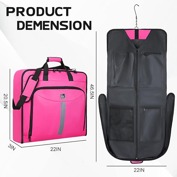 Goloni Garment Bag For Men Women Travel & Business,Hanging Clothes & Multiple Compartment,Waterproof Foldable Suit Bag Rose