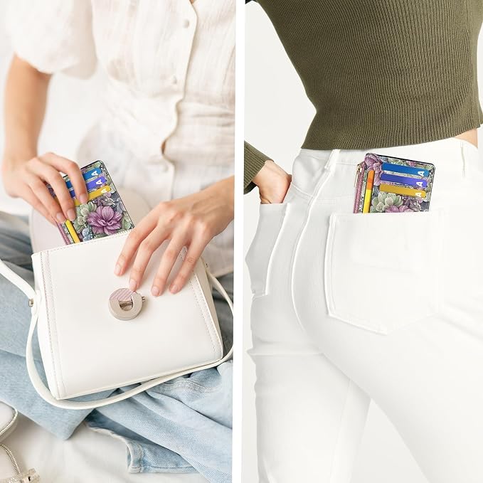 Tipmile Womens Credit Card Holder Wallet, Small Slim RFID Blocking Sleeve | Mini Tiny Cute ID Case, Minimalist Zipper Pocket Wallet, Thin Coin Purse, Mothers Gift