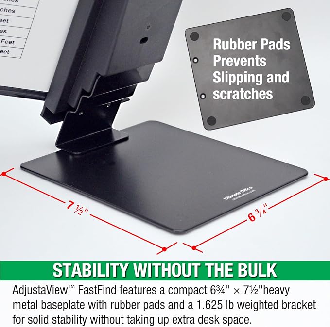 Ultimate Office AdjustaView FastFind 10-Pocket Desktop Reference Display Organizer with All Black EZ Load Pockets to Display 20 Sheets of Your Most Important Letter Sized Documents