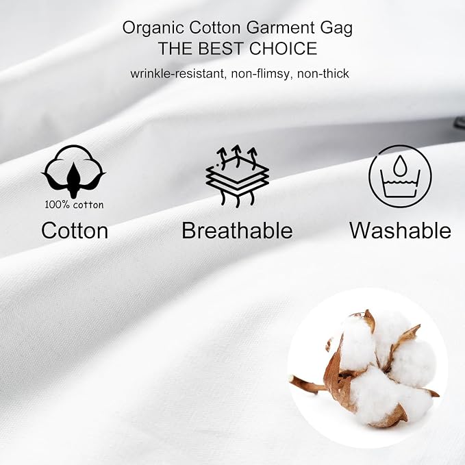 2PC Luxury 48'' Organic Cotton Garment Storage Bag for Hanging Clothes | 8 Cedar Blocks for Fresh Smell| Breathable Garment Bag for Hanging Clothes for Closet Best for Suit, Sweater, Short Dress, Gown