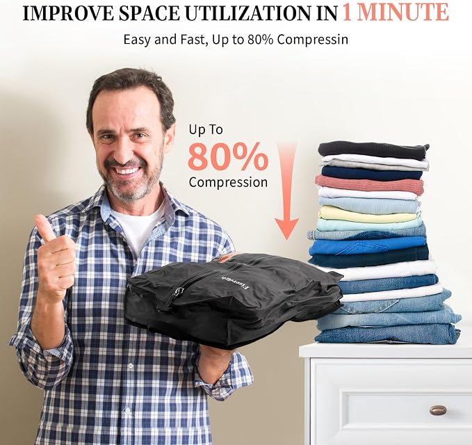 Travel Sealed Compression Bag Set with Illuminated Electric Pump | Odor-Proof and Waterproof Nylon Portable Bags, Space-Saving, Suitable for Onebag Travel, Cycling Trips, Dry/Wet Separation