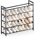 Bumusty 5-Tier Expandable Shoe Rack for Closet, 18“-33” Adjustable Shoe Rack for Small Space, Small Shoe Organizer for Front Door, Sturdy Metal (Black)