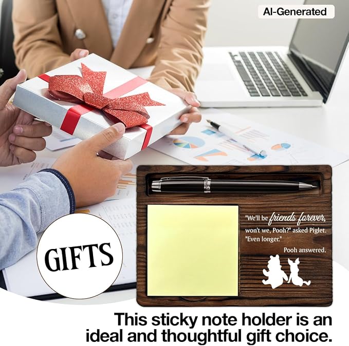 Friendship Gifts Pooh Bear Sticky Note Holder Gifts for Work Friends Best Friends Work Besties BFF Christmas Birthday Graduation