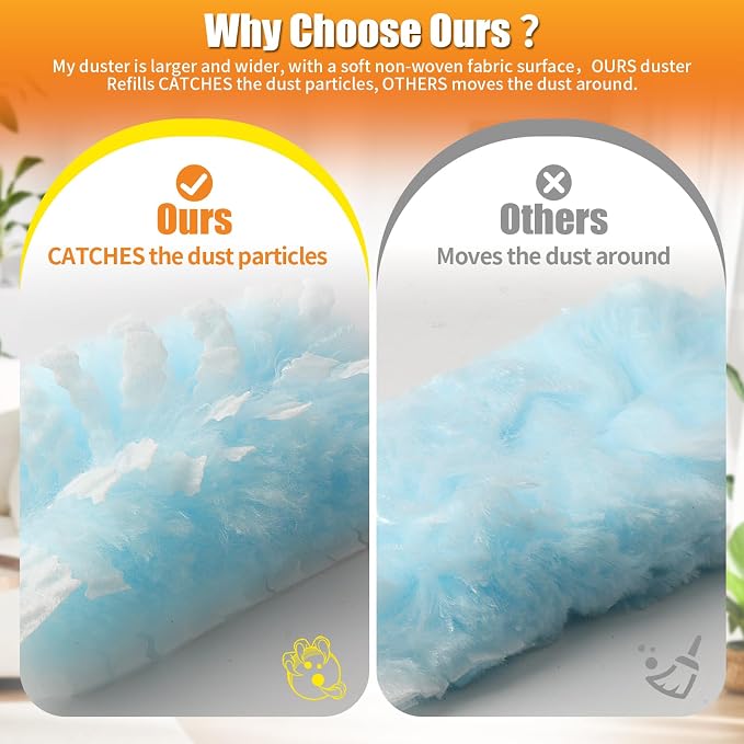 120 Count Duster Refills Compatible with Swiffer Duster, 180° Disposable Multi-Surface Microfiber Cleaning Dusters, Unscented