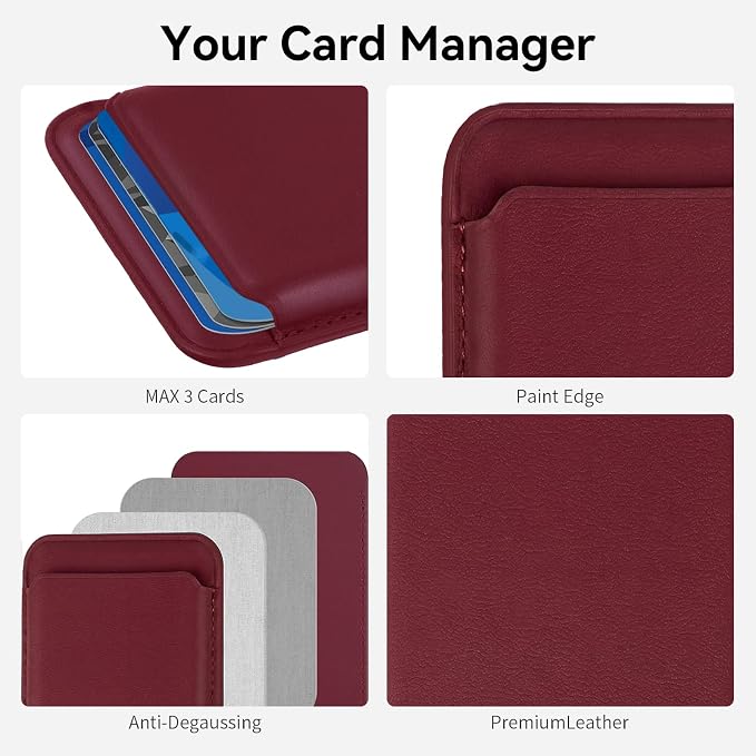 2Pack Magnetic Wallet Cell Phone Card Holder for Phone Case with Mag-Safe, Stronger Magnetic RFID Leather Phone Wallet Stick on Series of iPhone 17/16/15/14/13/12 and Pro/Promax,2-Pack White