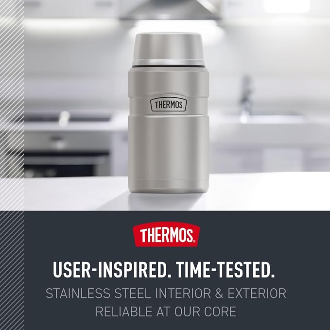 THERMOS Stainless King Vacuum-Insulated Food Jar, 24 Ounce, Matte Green