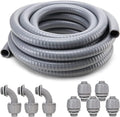 DWALE Liquid-Tight Conduit and Connector Kit,Flexible Non Metallic Liquid Tight Electrical Conduit,1inch100ft Electrical Conduit Kit,with5 Straight and3 Angle Fittings Included,1 in. Dia (100FT)