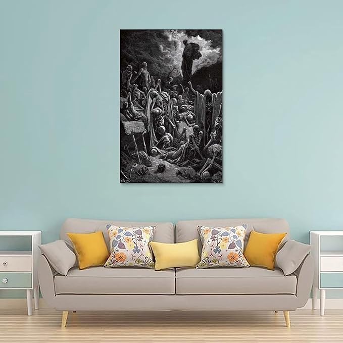 Gustave Dore The Vision Of The Valley Of Dry Bones Prints Wall Art Paintings Poster Artworks Picture Print Wall Art Painting Canvas Gift Decor Homes Decorative 20x30inch(50x75cm)
