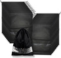 20 Pack Shoe Bags for Travel, 17" x 12.6" Drawstring Shoe Organizers with Clear Window, Breathable Non-Woven Dustproof Pouches for Luggage & Closet (Black)