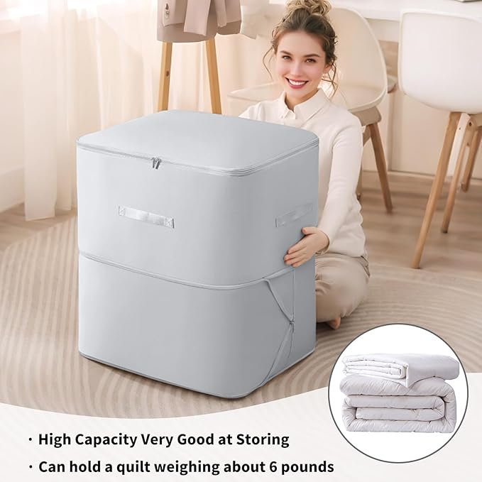 Upgraded Ultra Space Saving Self Compression Organizer Bag - Premium Large Capacity Storage Cube for Comforters, Bedding, Blankets & Clothes (1-Pack, Light Grey, 11 * 6.3 * 1.2inches)