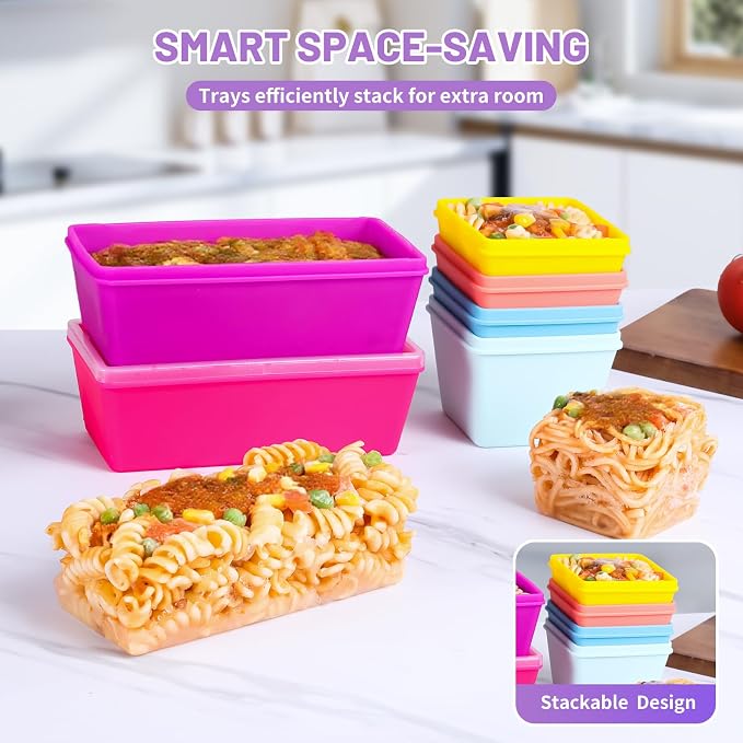 Gemice Silicone Freezer Molds with Lids, 6-Pack 1-Cup & 2-Cup | Oven & Dishwasher Safe, BPA-Free Soup Portion Cubes Trays, Freezer Containers for Food Storage