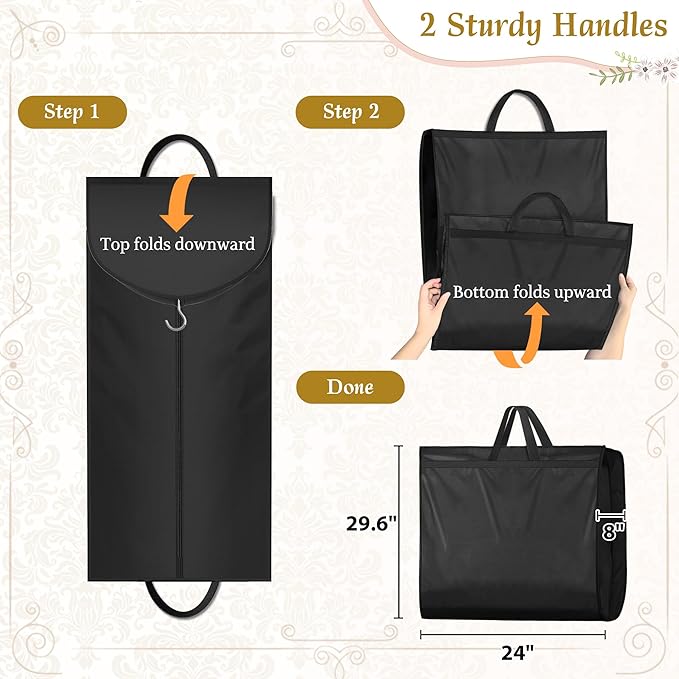 KEETDY Wedding Dress Garment Bag for Travel with 4" Gusseted Long Hanging Dress Bags for Gowns for Women Garment Cover Clothes Storage for Closet (Black, 72 inch)