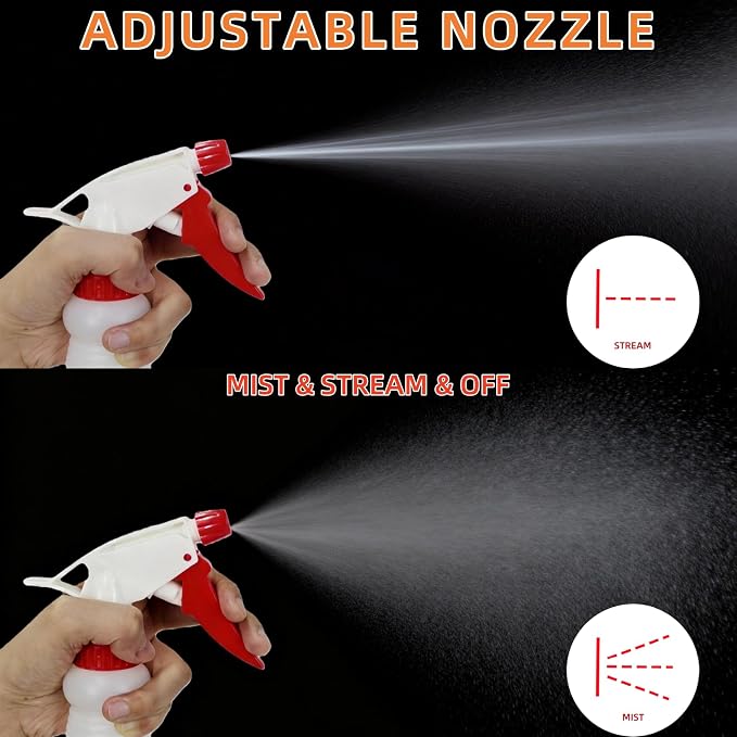 6 Pack 16oz Spray Bottles, Reusable Fine Mist Water Sprayer for Plants, Cleaning, High Output Ultrafine Misting Plastic Spray Bottles for Water, Salon, Garden, Kitchen and Bathroon