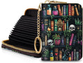Blusabaca RFID Credit Card Holder Small Women Travel Wallet, Bookshelf Goth | Removable Keychain, Case with Zipper, Vegan PU Leather, Cash Coin Pocket, Business Accordion Purse, Ladies Female Gift