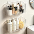 Lae Nuvole Adhesive Cabinet Door Organizer, 2 Pack Wall Shower Caddy, Clear | 4 Adhesive Straps, No Drill Wall Mount, Renter Friendly, BPA-free Stackable; Fits Bathroom, Kitchen, Apartment, Pantry, RVs