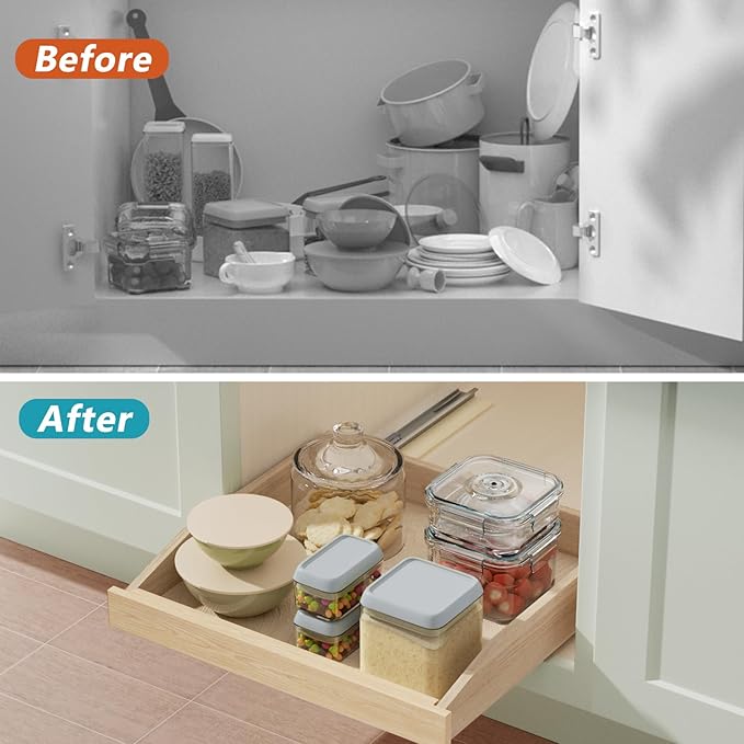 Pull Out Cabinet Drawer 19½” W x 21” D, Soft Close Pull Out Cabinet Organizer, Bottom Assembly