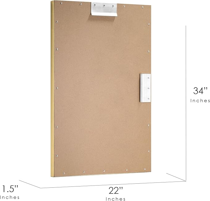 Head West Nordic Gold Stainless Steel Metal Framed Vanity Mirror, Accent Decorative Mirror for Wall Decor, Rectangle Modern Bathroom Mirror for Over Sink, Bedroom, Living Room Entryway Hallway 22"x34"