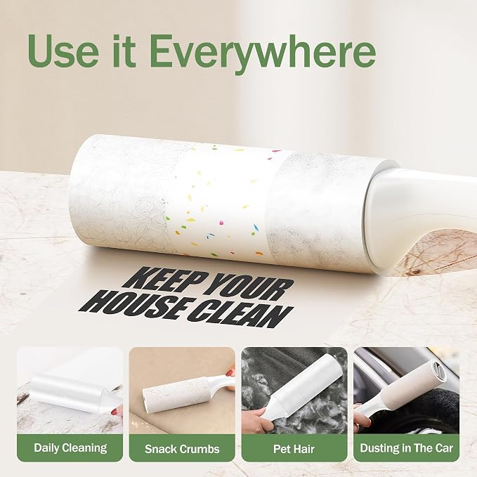 Mini Lint Roller 4 Pack for Pet Hair, 200 Sheets Total | Four Travel-Size Rollers for Purse, Car, Office, Luggage & Home