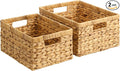 StorageWorks Wicker Storage Baskets, Handwoven Water Hyacinth Basket for Organizing, Decorative Organizers with Built-in Handles, Set of 2