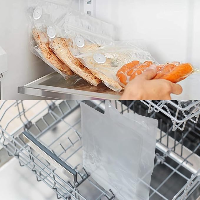 VICARKO 30 Vacuum Zipper Bags, Vacuum Sealer Bags, Food Storage, Reusable Bags, with Double Layers, BPA Free, 4.3L, 13.5 x 10.5"（20 Blue Classic+10 White Upgraded ）