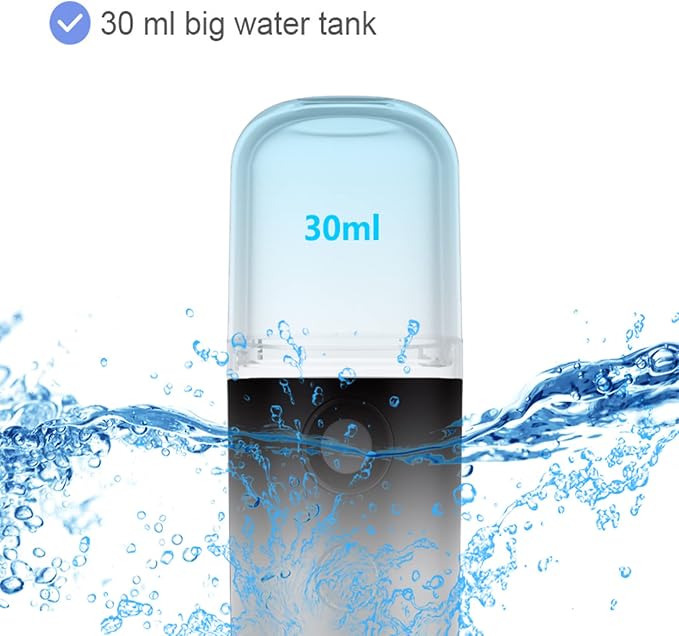 Face Mister,Portable Nano Mister for Eyelash Extensions Daily Care Black | Handheld Humidifier Facial Mister USB Rechargeable Nano Facial Mister with 1OZ Large Capacity Screwing Visual Water Tank