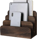 File Holder for Desk,Wood Paper Organizer,Rustic Desk Organizer,Mail Sorter for Desktop,Organizer for Counter,Letter Organizer for Document/Filing/Folders/Paper,Darkbrown