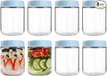 SHOWIN Overnight Oats Containers with Lids, 16oz Glass Jars with Lids 8 pcs, Light Blue, Wide Mouth Mason jars for Salad, Yogurt, Snacks, Meal Prep
