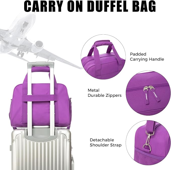 SeaRock 14 inch Small Gym Bag for Men & Women, Mini Duffle Bag for Travel Sports, Lightweight Carry On Duffel Bag, Purple