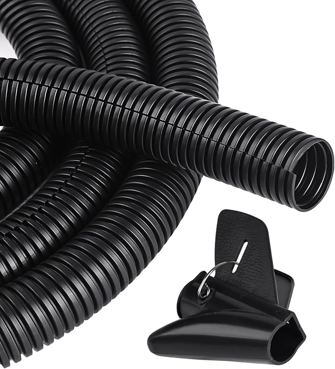 10ft - 3/4 inch Flame Retardant Split Wire Loom Tubing with Installation Tool - Flexible Wire Covers Cord Protectors - Black