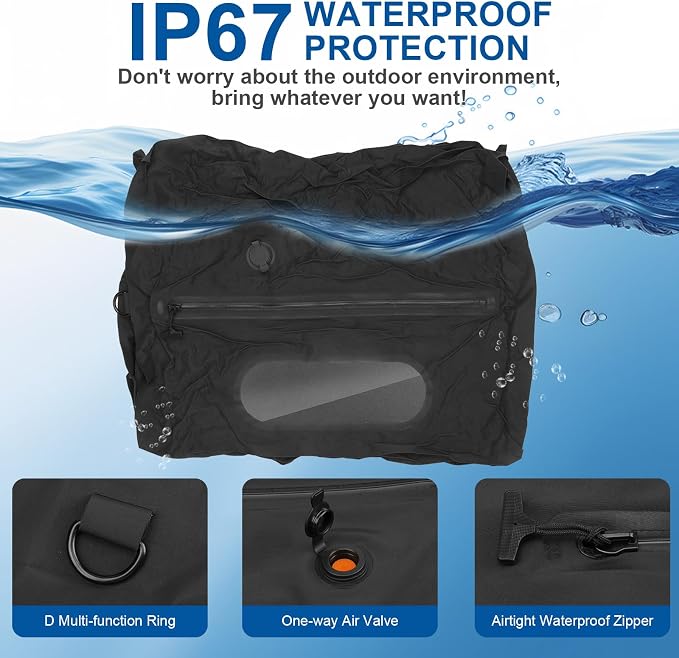 Travel Vacuum Bags with Pump, IPX7 Waterproof, Space Saver, Reusable Vacuum Bag Kit for Camping, Suitcase, Gym, Yoga, Swim, Beach