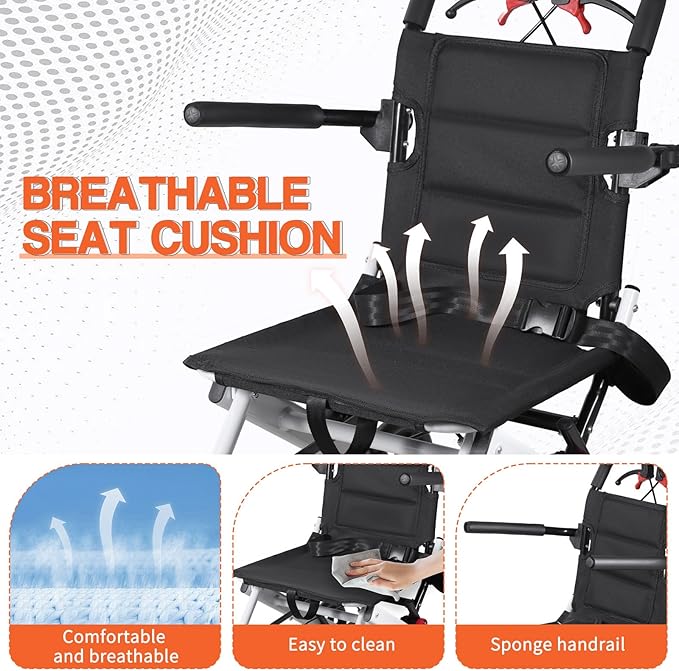 Under 17.6 lbs! Lightweight Transport Wheelchair for Adults & Seniors, Portable Folding Wheelchair, Compact Travel Wheel Chair for Airplanes, Cars & Indoor Outdoor Use