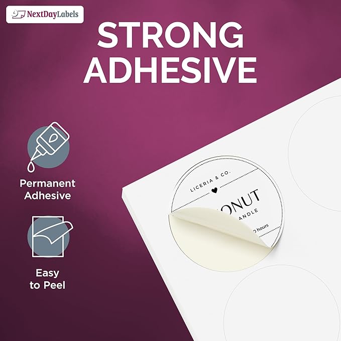 NextDayLabels 3.33 Inch Round Circle Stickers White Blank Labels for Laser Inkjet Printer - 6 Per Sheet Self-Adhesive Product Packaging Logo Made in USA - 300 Labels