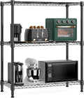 M MZG 750 lbs 3 Tier Storage Rack Metal Wire Shelving Unit, Storage Standing Shelf Organizer for Laundry Bathroom Kitchen Pantry Closet Garage Basement Utility Room, Black 13.8" D x 29.5" W x 35.5" H