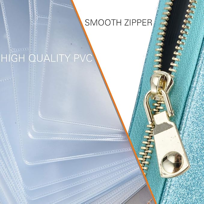 Easyoulife Credit Card Holder Wallet Womens Zipper Leather Case Purse RFID Blocking